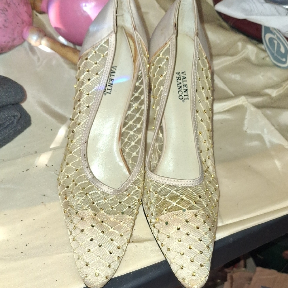 Valenti Franco Gold Mesh Heels